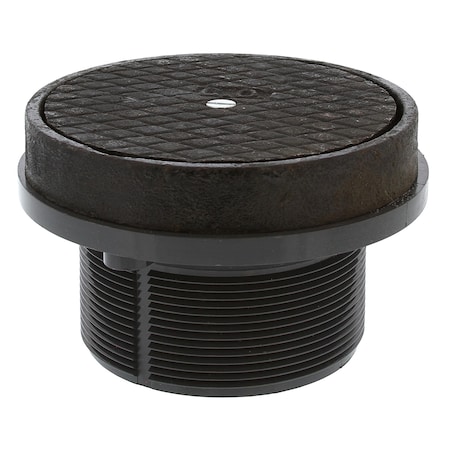 Jones Stephens 4in. Plastic Spud with 6in. Cast Iron Round Cover with Ring for Heavy Duty Cleanouts D59942